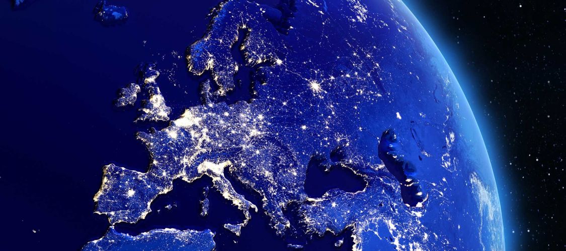Satellite picture of Europe at night ©shutterstock